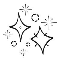 conjunto de garabatos de estrellas vectoriales icono brillante, icono de superficie limpia. estrellas de efecto de luz brillante y explosión brillante. aislado sobre fondo blanco. ilustración vectorial vector