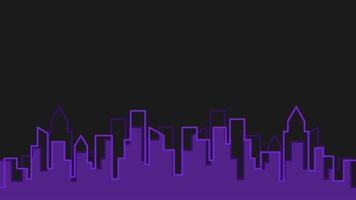 fondo de neón urbano ultravioleta. fondo oscuro estilo futuro. fondo de ciudad púrpura. fondo de pantalla de edificios. vector