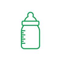 eps10 green vector milk feeding bottle line art icon isolated on white background. baby milk bottle outline symbol in a simple flat trendy modern style for your website design, logo, and mobile app