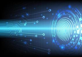 Abstract security concept. Fingerprint and lighting on futuristic technology background. Vector illustration.