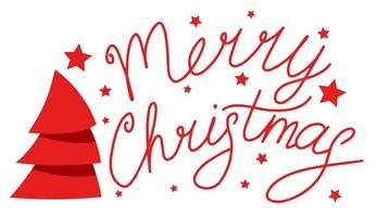 Holiday Vector Lettering, Merry Christmas, red text