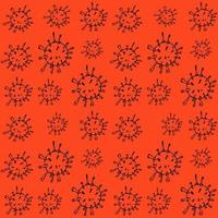 Pattern virus outline on a red background. Vector Doodle illustration. EPS 10