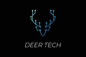 Deer Head with Electronic Circuit for Smart Tech Logo Design vector