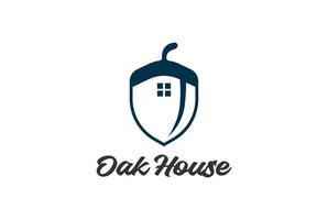 Simple Oak Acorn Nut House for Real Estate Cabin Logo Design Vector