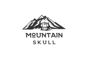 Scary Horror Mountain Skull for Tattoo Logo Design