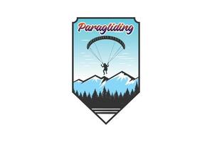 Vintage Badge of Mountain Skydiving Paragliding Sport Club Logo vector