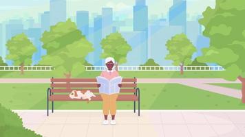 Animated park visitors illustration. Disability in everyday life. Urban garden guests. Looped flat color 2D cartoon characters animation video in HD with summer landscape on transparent background