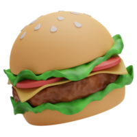 Ilustración de hamburguesa de comida de renderizado 3d png