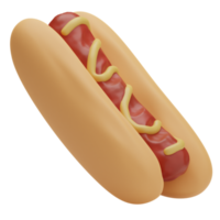 Ilustración de perrito caliente de comida de renderizado 3d png