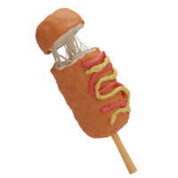 ilustração de cachorro-quente de comida de renderização 3D png