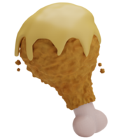 ilustração de frango frito de comida de renderização 3D png