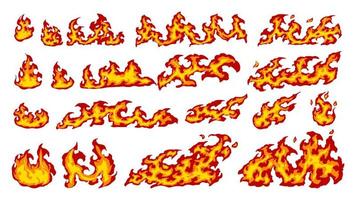 Set of red and orange fire flame vector