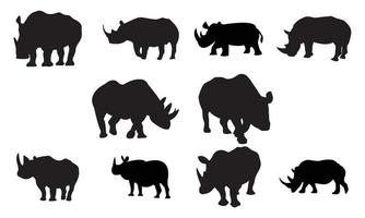 vector de rinoceronte y colección de siluetas