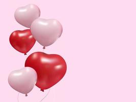 Pink background with balloons. Background with festive realistic balloons. Vector symbols of love for Happy Women s, Mother s, Valentine s Day, birthday greeting card design.