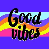 Good vibes lettering with vintage hippie styled. Good vibes sticker design template. Isolated on white background. Vector illustration.