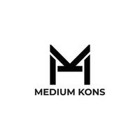 Abstract initial letter MK or KM logo in black color isolated in white background applied for architectural logo also suitable for the brands or companies have initial name KM or MK. vector
