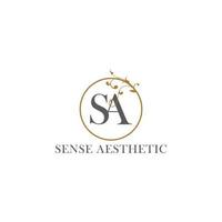 Abstract initial letter SA or AS logo in grey-gold color isolated in white background applied for medical spa logo also suitable for the brands or companies have initial name AS or SA. vector