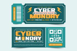 Cyber Monday voucher or coupon design template is easy to customize vector