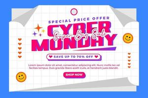 Cyber Monday background design template is easy to customize vector