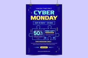 Cyber Monday poster or flyer design template is easy to customize vector