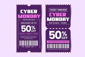 Cyber Monday voucher or coupon design template is easy to customize vector