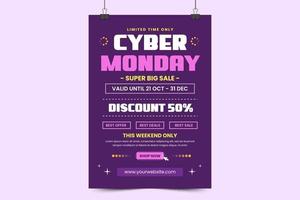 Cyber Monday poster or flyer design template is easy to customize vector