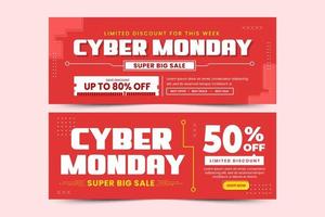 Cyber Monday facebook cover banner design template is easy to customize vector