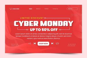 Cyber Monday landing page design template is easy to customize vector