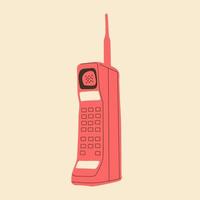 Old phone with antenna.Vector in cartoon style. All elements are isolated vector