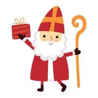 lindo personaje de san nicolás o sinterklaas. feliz día de san nicolás. dulce navidad st nick anciano obispo vector