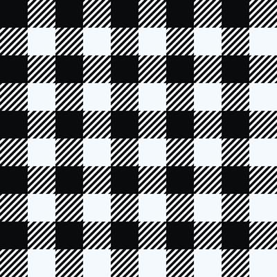 Classic Buffalo Plaid Lumberjack ornament seamless pattern background. Black and white checkered pattern, flannel fabric shirt print. Winter Christmas tartan backdrop.