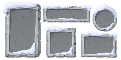 Stone Board set. Stone banner elements for game and web in cartoon style. vector