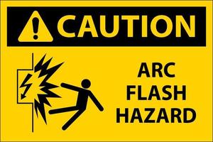 Caution Arc Flash Hazard Sign On White Background vector