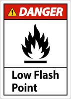 Danger Low Flash Sign On White Background vector