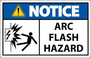 aviso señal de peligro de arco eléctrico sobre fondo blanco