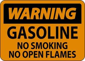 señal de advertencia de gasolina, no fumar, no encender llamas vector