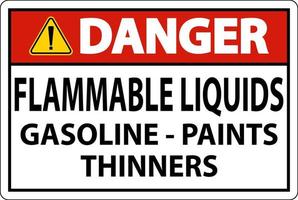 Danger Sign Flammable Liquids, Gasoline, Paints, Thinners vector