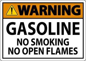 Warning Sign Gasoline ,No Smoking, No Open Flames vector