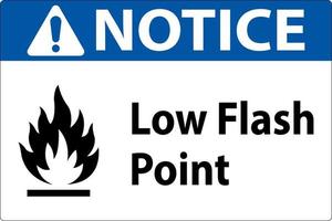 Notice Low Flash Sign On White Background vector