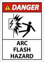 Danger Arc Flash Hazard Sign On White Background vector