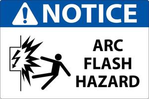 Notice Arc Flash Hazard Sign On White Background vector