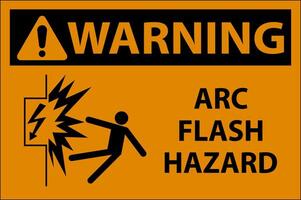 Warning Arc Flash Hazard Sign On White Background vector