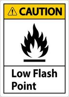 Caution Low Flash Sign On White Background vector