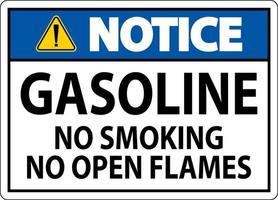 aviso firmar gasolina, no fumar, no llamas abiertas vector