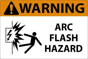 Warning Arc Flash Hazard Sign On White Background vector