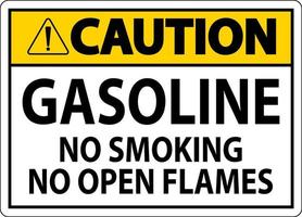 señal de precaución gasolina, no fumar, no encender llamas vector