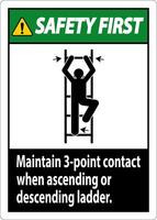 Safety First Maintain 3 Point Contact When Ascending Or Descending Ladder vector