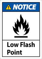 Notice Low Flash Sign On White Background vector