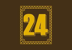 número 24 en marco de rectángulo retro vector