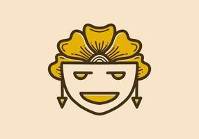 ilustración de arte vintage de la cara con cabello de flores vector